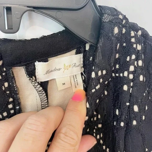 Anthro Meadow Rue Breathtaking Fit & Flare Mini Dress Black M Pleated Sleeveless - Picture 4 of 8